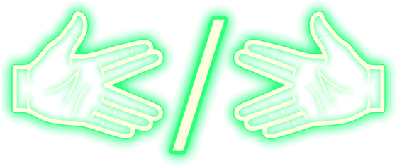 Two hands forming the code tag symbol, Raja's post mark
